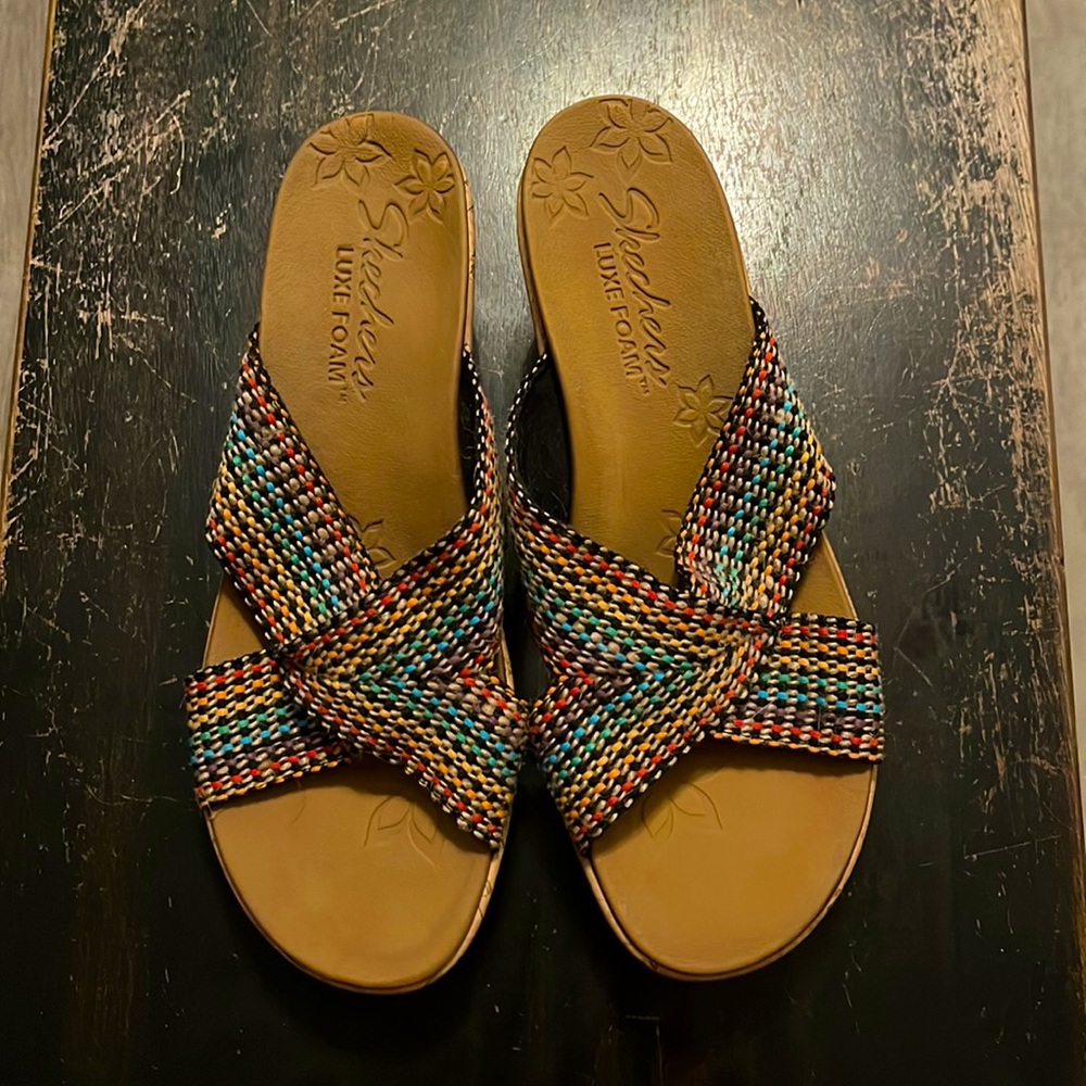 Like new Skechers rainbow wedges women’s sz 10